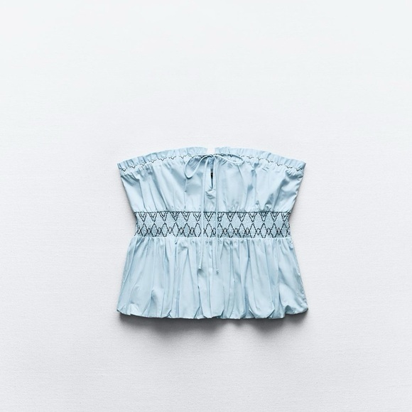 ZARA STRAPLESS POPLIN TOP NWT - Picture 6 of 10